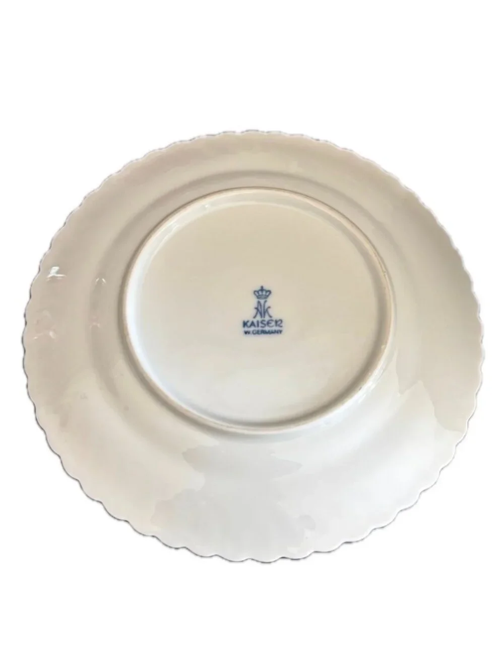 Kaiser Bone China 4 Dinner Plates Nicole Swirl White W.Germany Discontinued VTG
